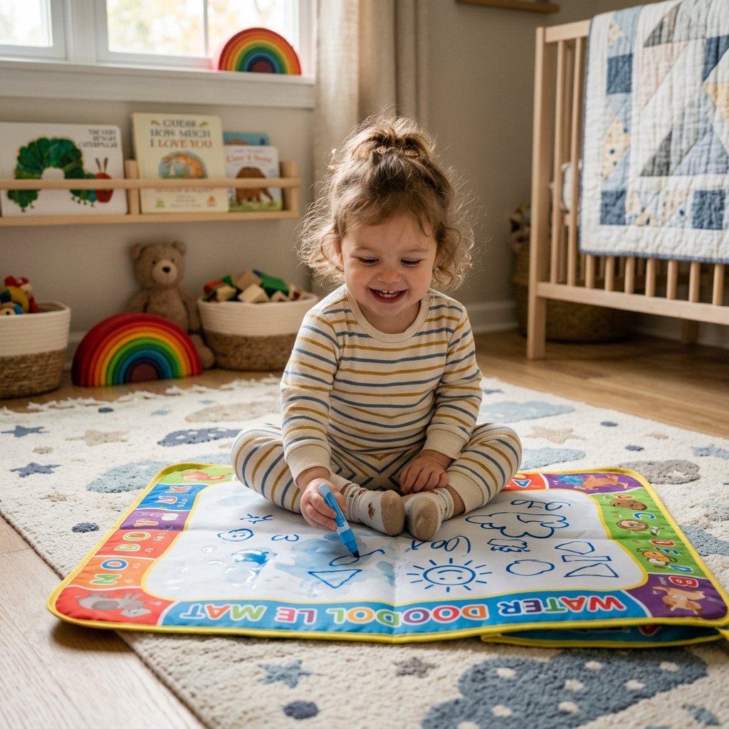 Toddler engaged in active hands-on play